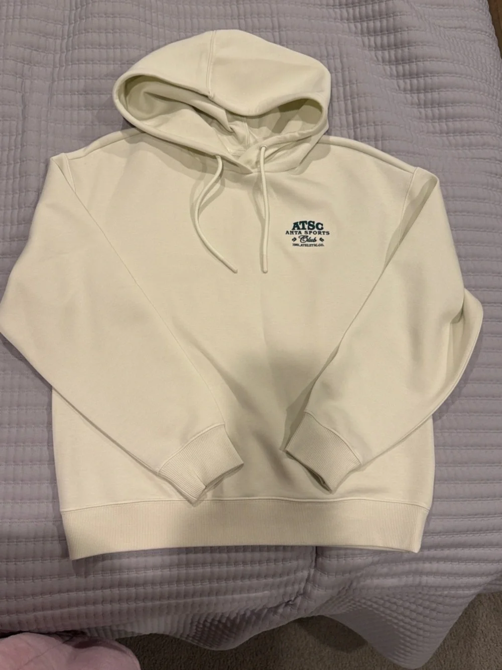 ATSC ANTA Sprts Cream Hooded Sweatshirt with Subtle Chest Logo. Size M - Picture 3 of 7